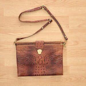 Brahmin Manhattan Pecan Melbourne Crossbody Bag, Croc-embossed Leather